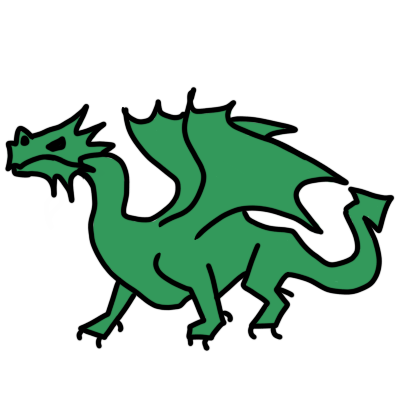 a green Western dragon with two wings and four legs.